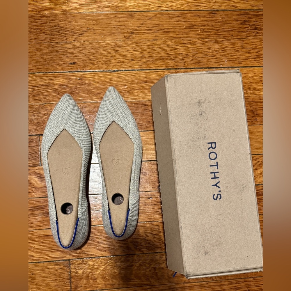 Rothy’s the point ballet flats in diamond metallic NWT